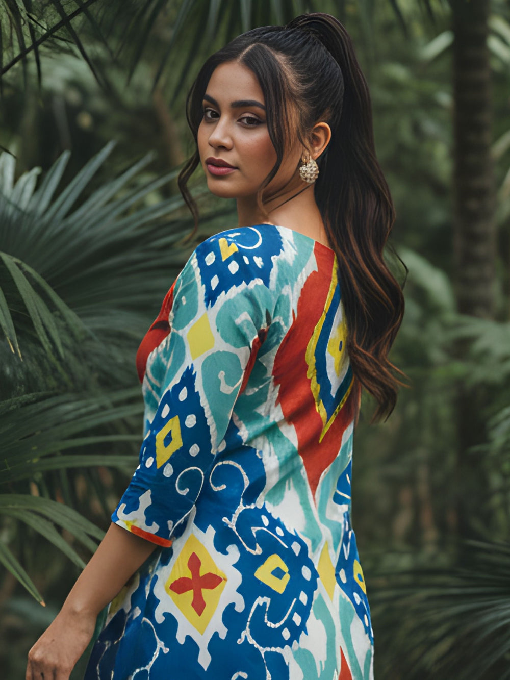 Ikkat Multi Colour Co-Ord Set for Office Wear