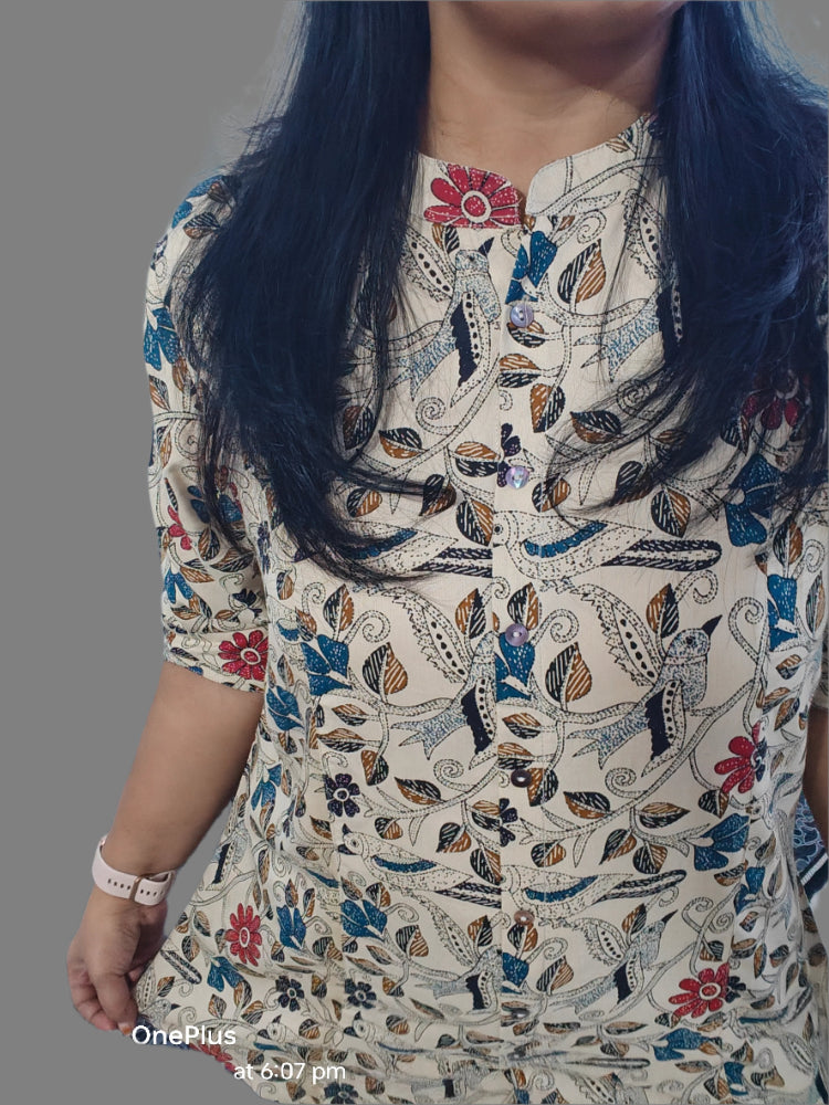 SHORT SLEEVE AJRAKH PRINTED TOP FOR GIRLS AND WOMEN