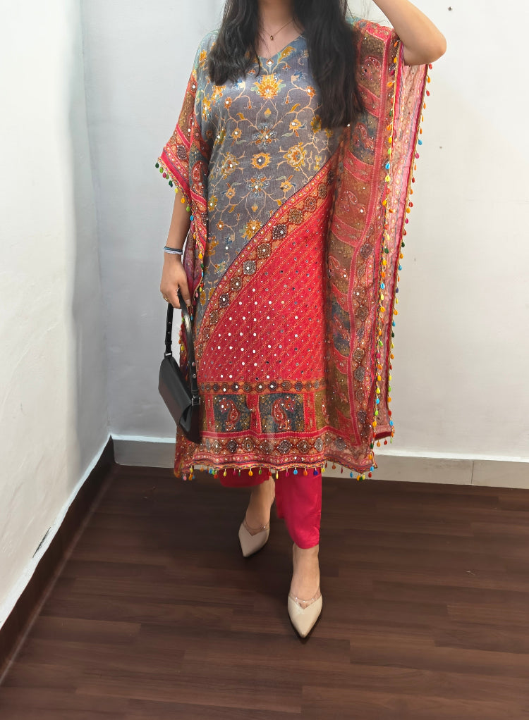 PARTY WEAR CHINNON KFTAN SET