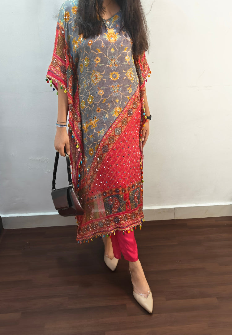 PARTY WEAR CHINNON KFTAN SET