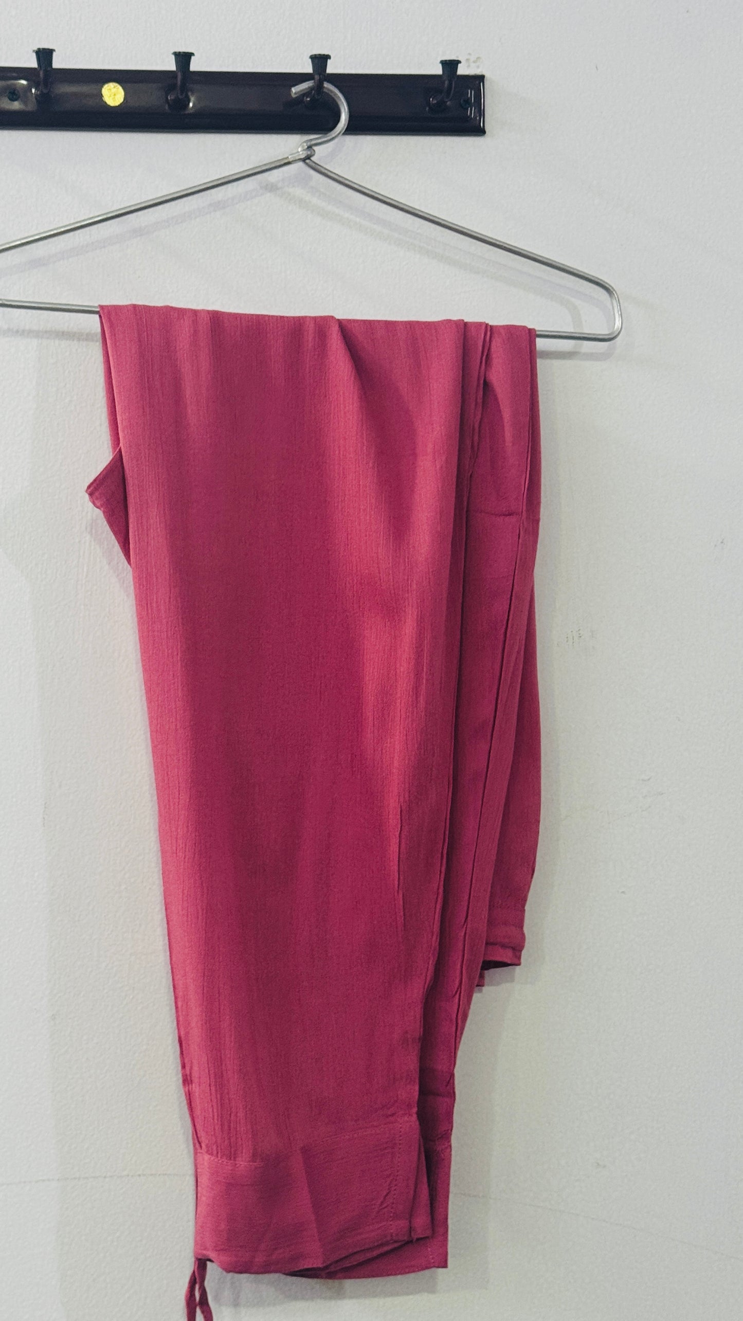 DEEP ROSE PINK RAYON CREPE EMBROIDERED CO-ORD SET