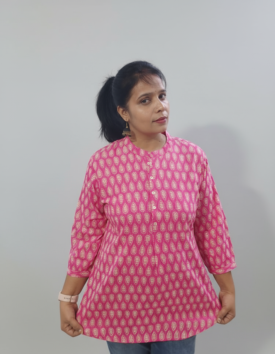 BAGRU PRINT COTTON SHORT TOP