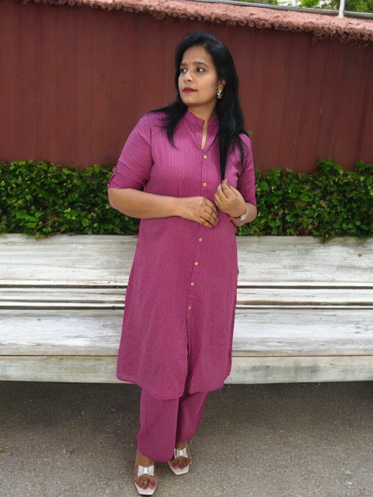 ONION PINK A LINE CO-ORD SET