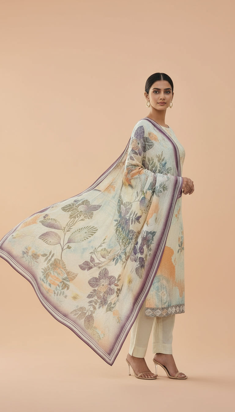 Women's Pastel Printed Rayon Suit Set for Office 