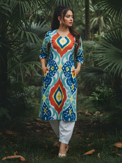 IKKAT MULTI COLOUR CO-ORD SET FOR OFFICE WEAR 