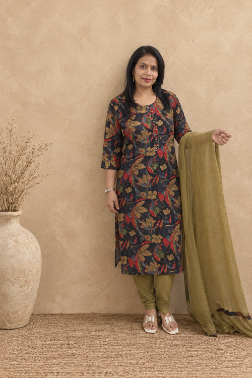 Daily Wear Green Muslin Suit Set 