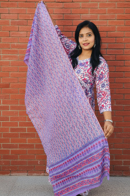 Floral Printed Cotton Anarkali Suit Set