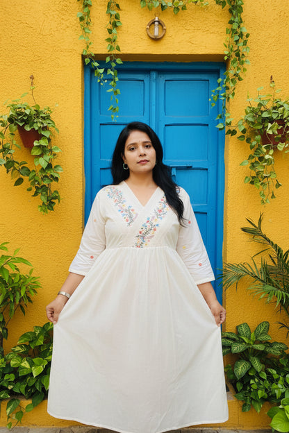 Embroidered Mul Cotton Kurti for Women