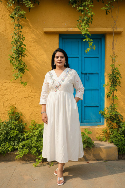 Embroidered Mul Cotton Kurti for Women