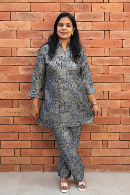 Grey Printed Co-Ord Set for College Girl
