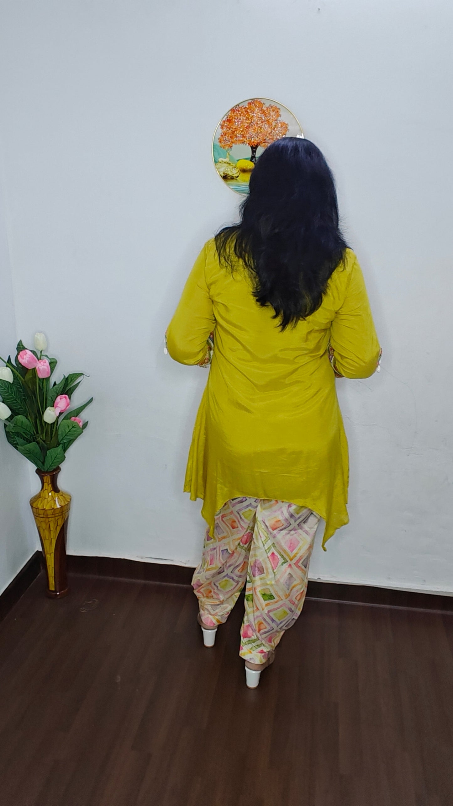 ROMAN SLIK EMBROIDERED HALDI YELLOW CO-ORD SET