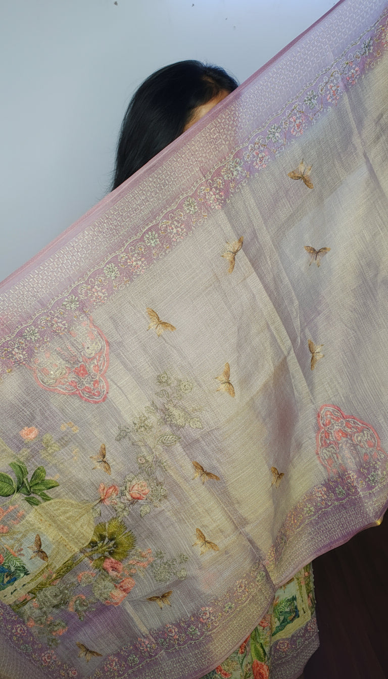 ELEGANT GREY LINEN SUIT FRENCH KNOT HAND EMBROIDERY