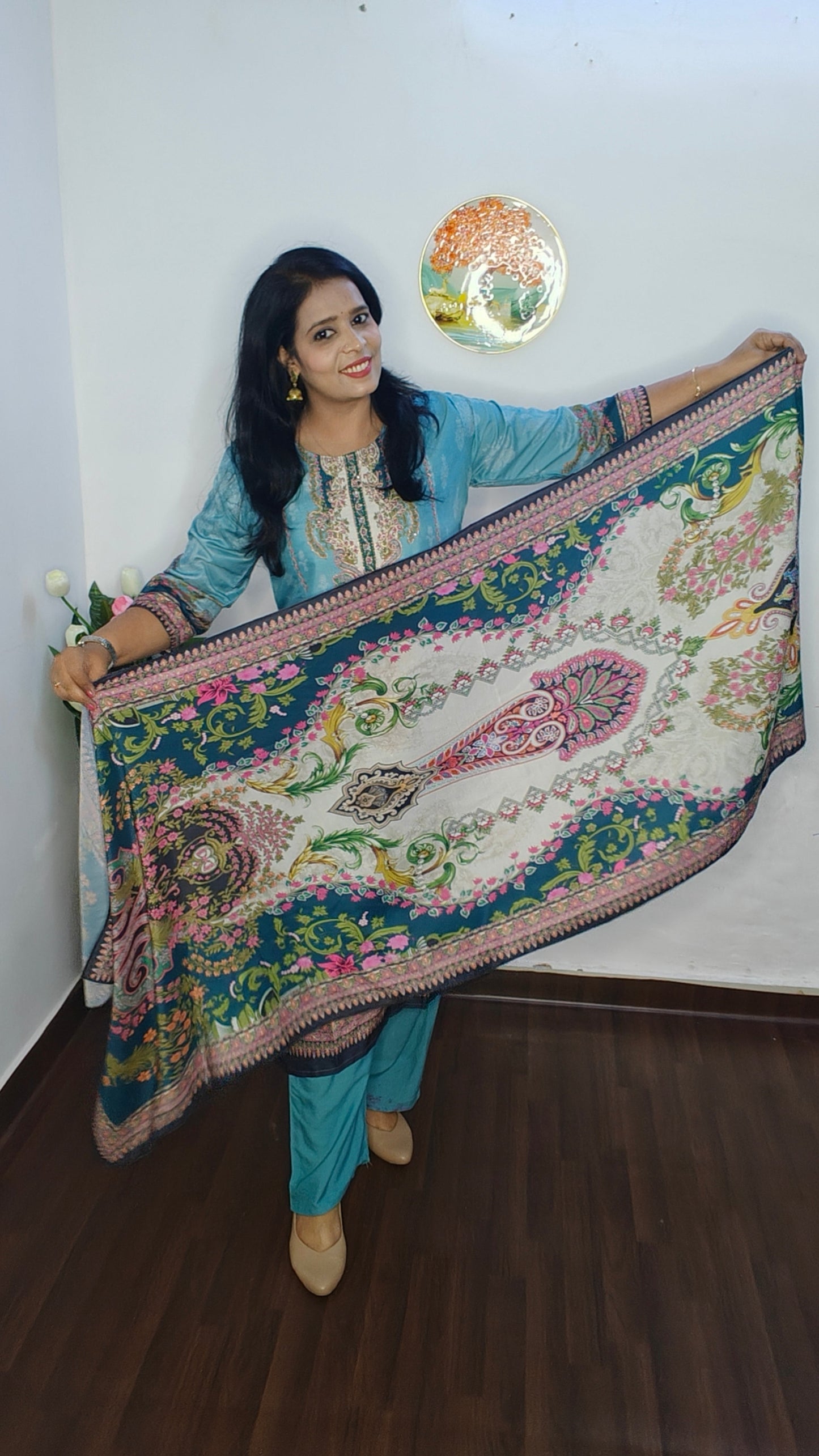 SKY BLUE MIRROR EMBROIDERED SUIT SET I BHAVIAURA