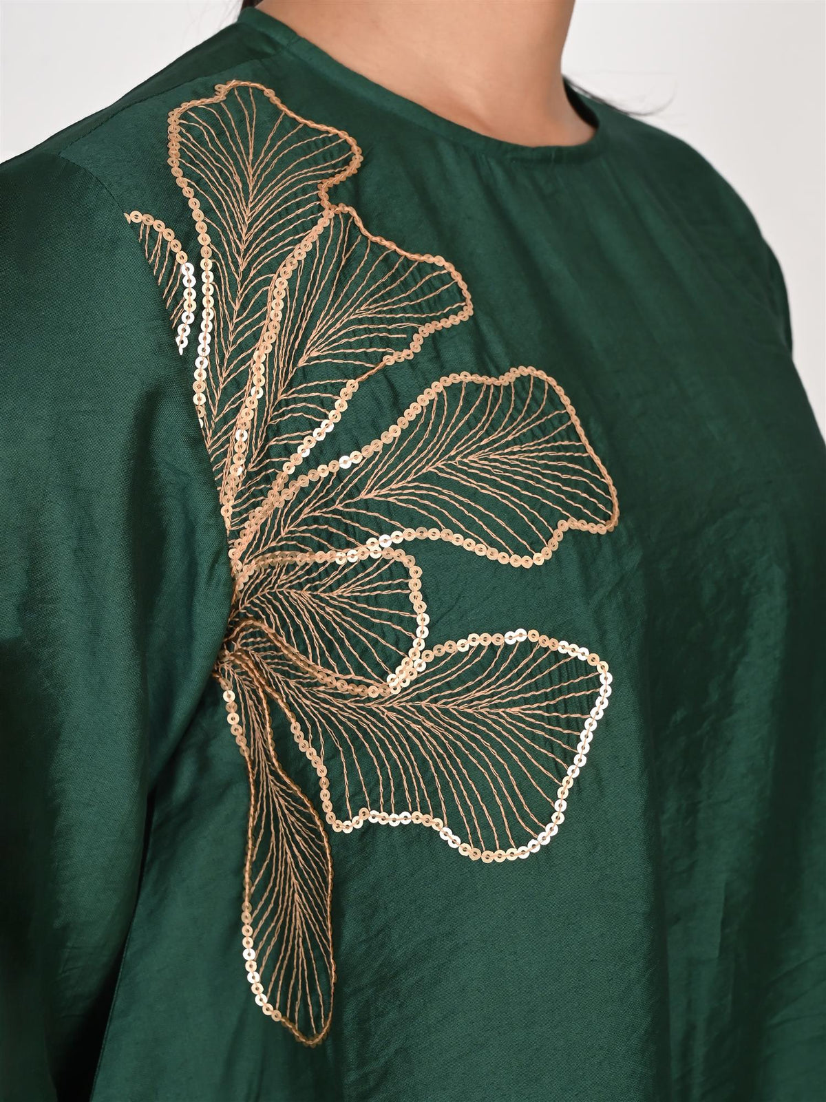 Asymmetrical Green Chanderi Co-Ord Set