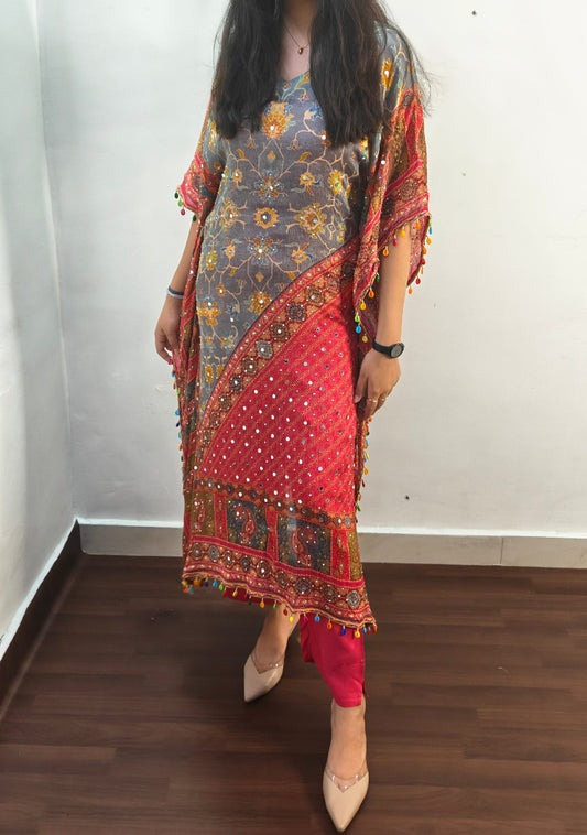 PARTY WEAR CHINNON  KFTAN SET