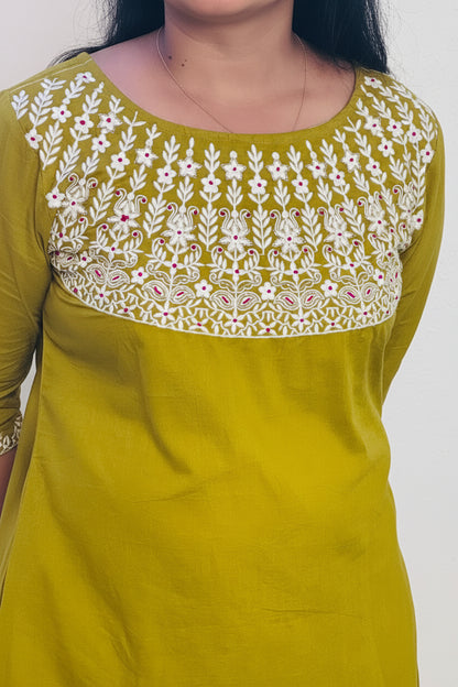 Heena Green Embroidered Cotton Co-Ord Set