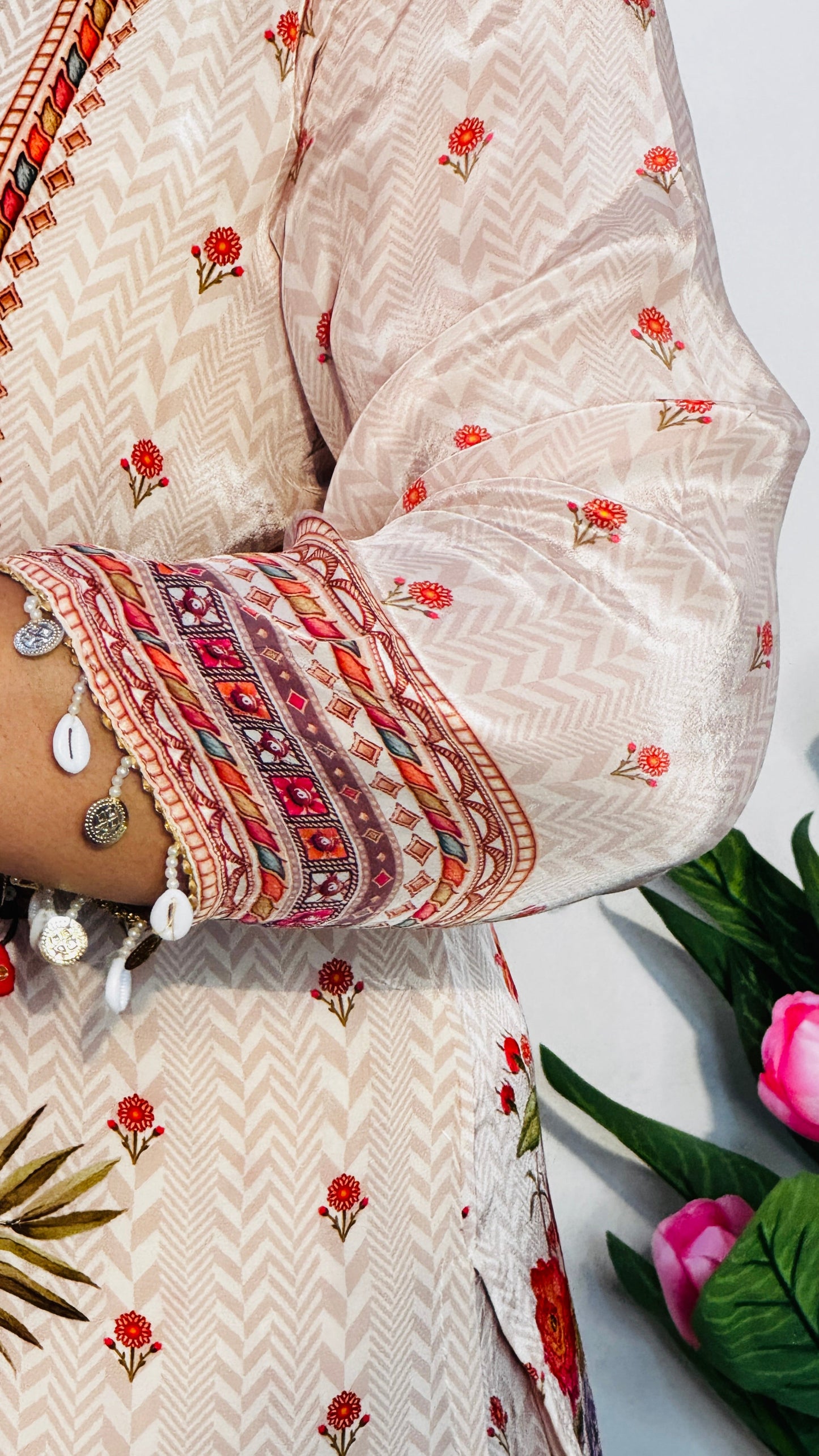 WARM IVORY BUTTER CREPE FLARRED PLAZZO SUIT SET