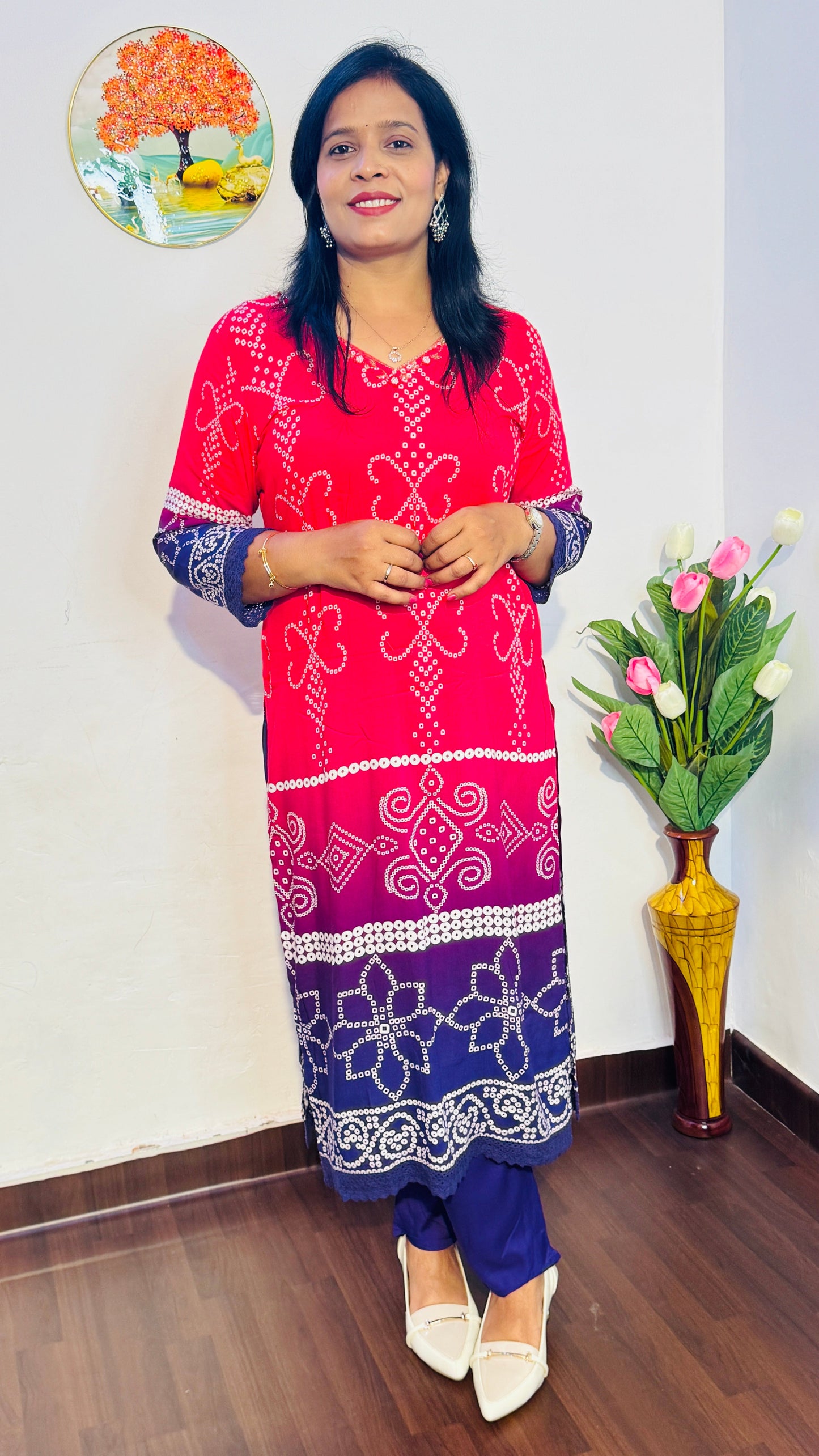 GREEN & BLUE OMBRE VISCOSE RAYON  SUIT SET
