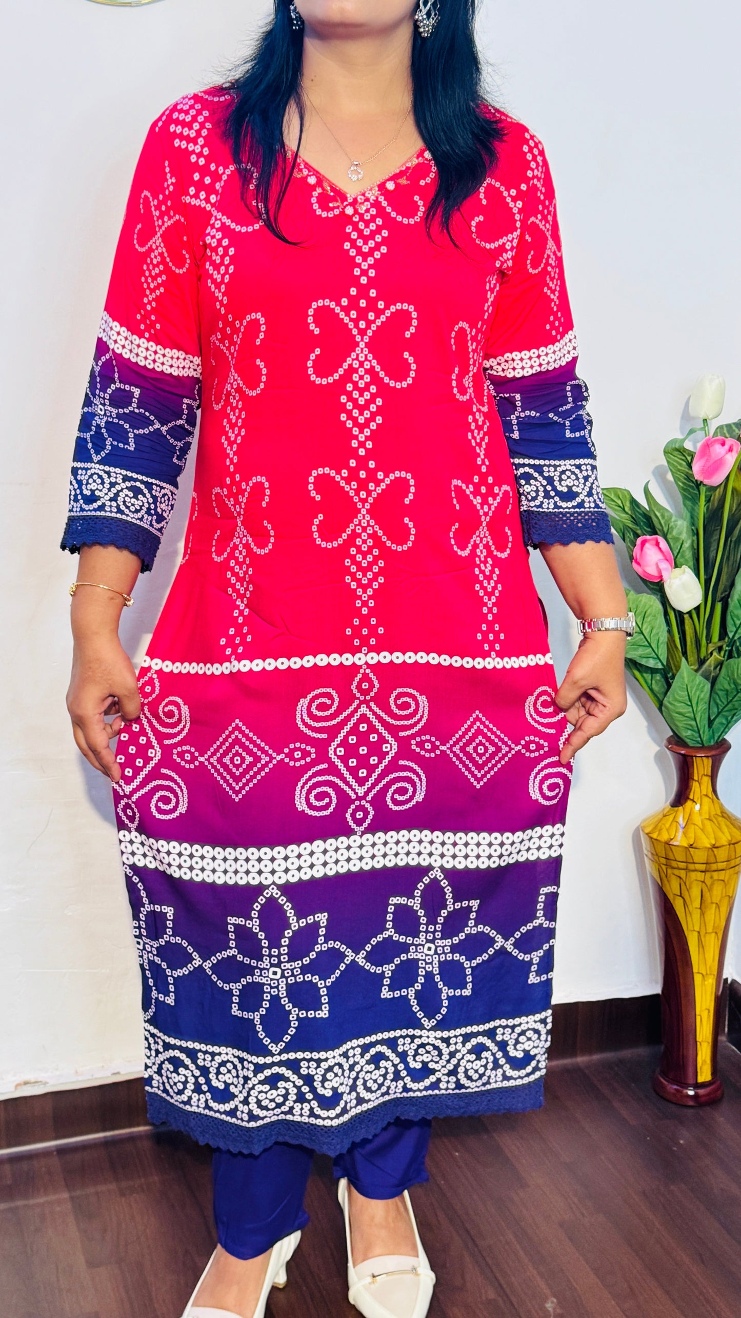 GREEN & BLUE OMBRE VISCOSE RAYON  SUIT SET