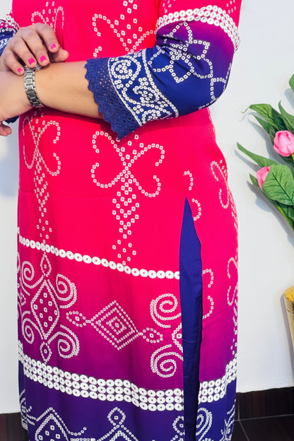 Pink & Blue Ombre Viscose Rayon Suit Set