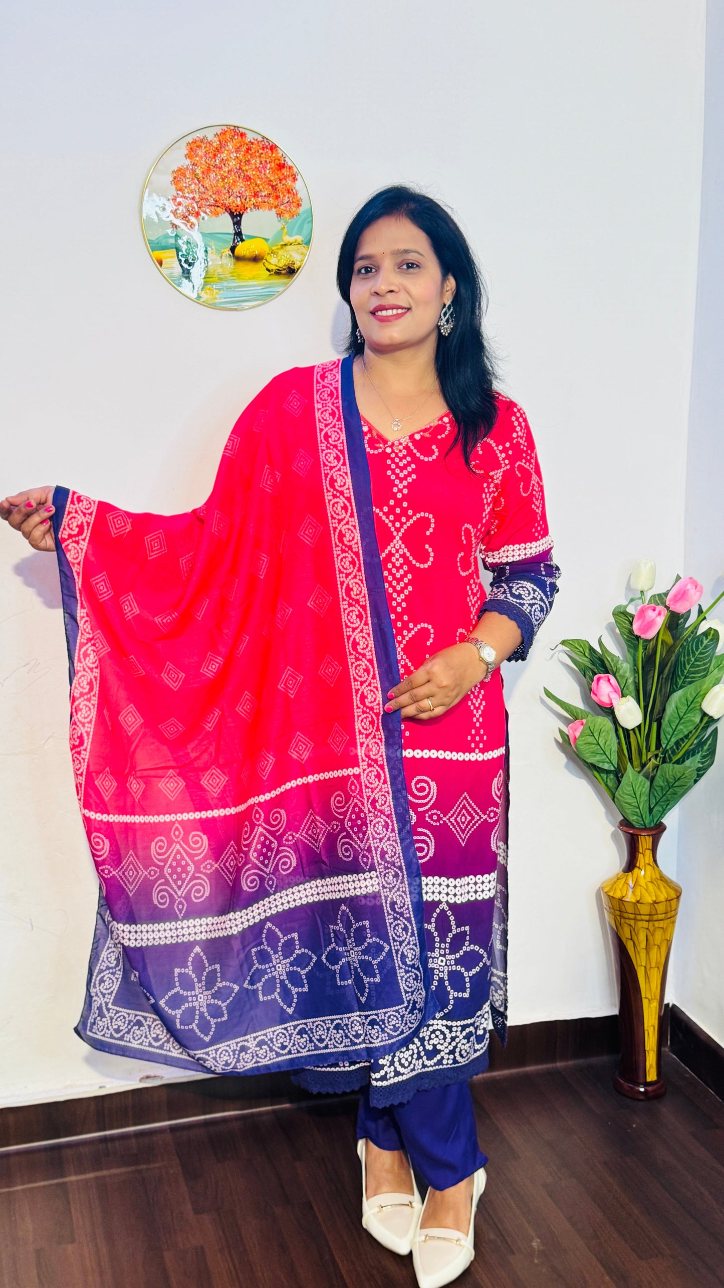 GREEN & BLUE OMBRE VISCOSE RAYON  SUIT SET