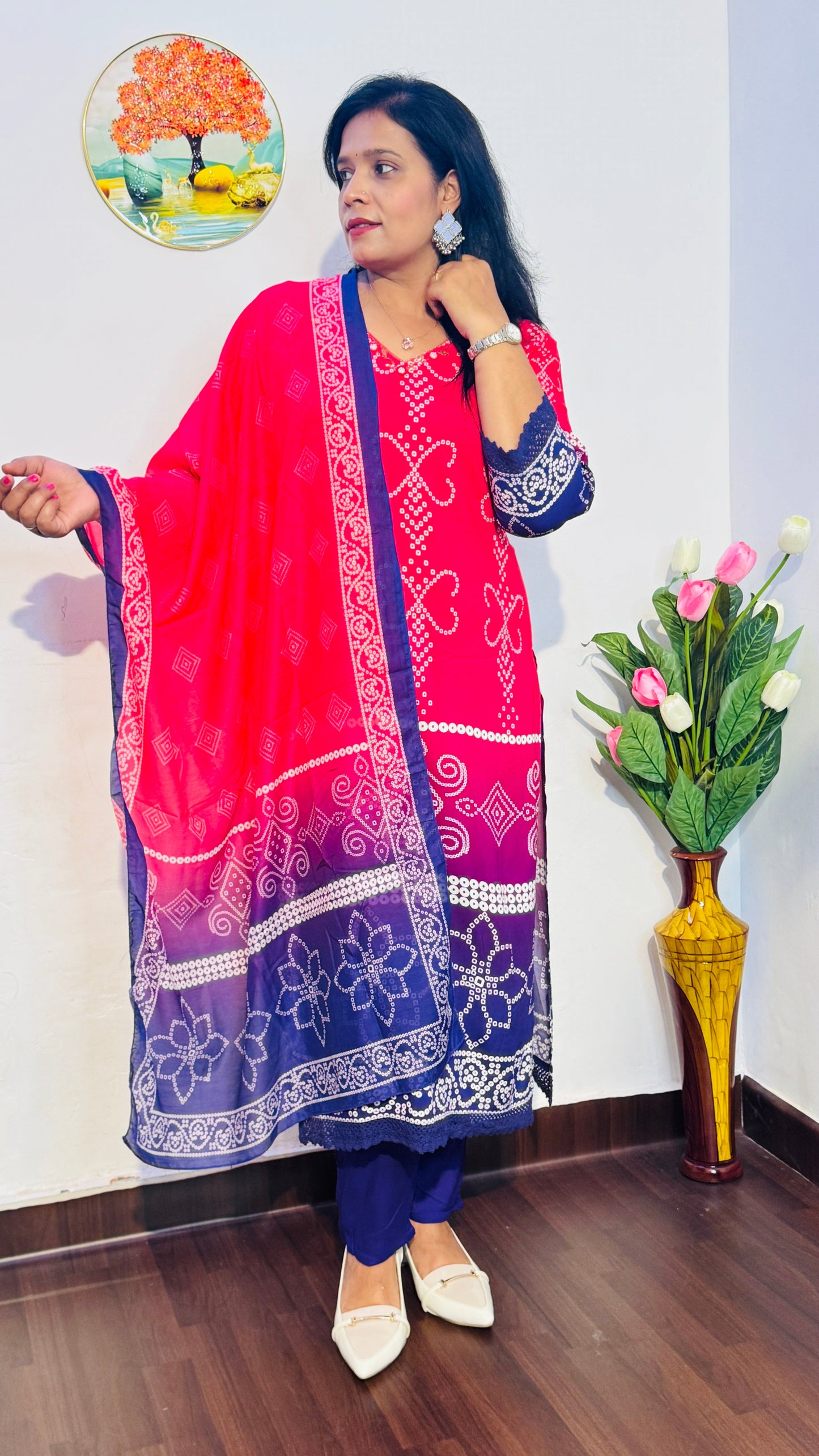 GREEN & BLUE OMBRE VISCOSE RAYON  SUIT SET