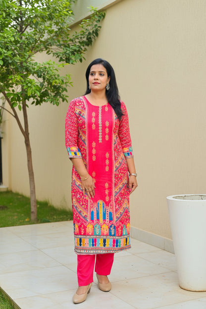 Bright Pink Chinon Suit Set