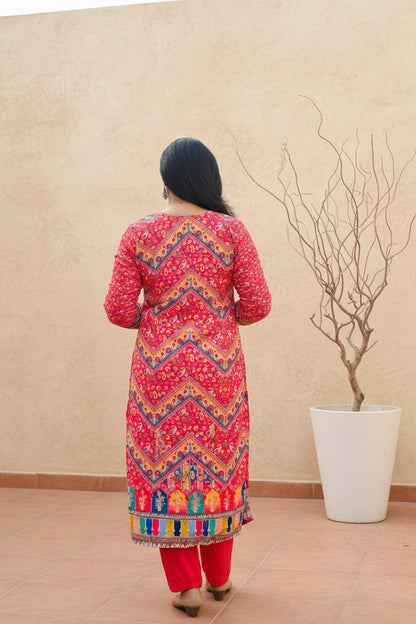 Bright Pink Chinon Suit Set