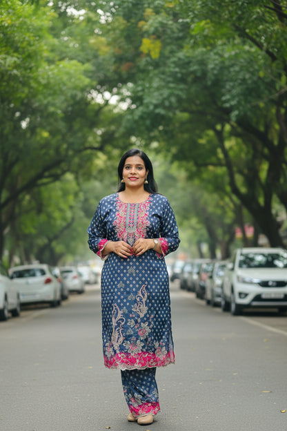 Grey Georgette Bandhani Palazzo Suit Set with Mirror Work