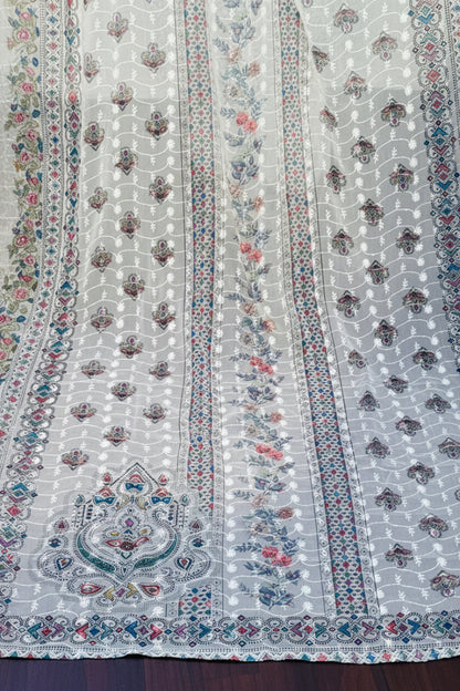 White Fully Embroidered Chinon Suit Set