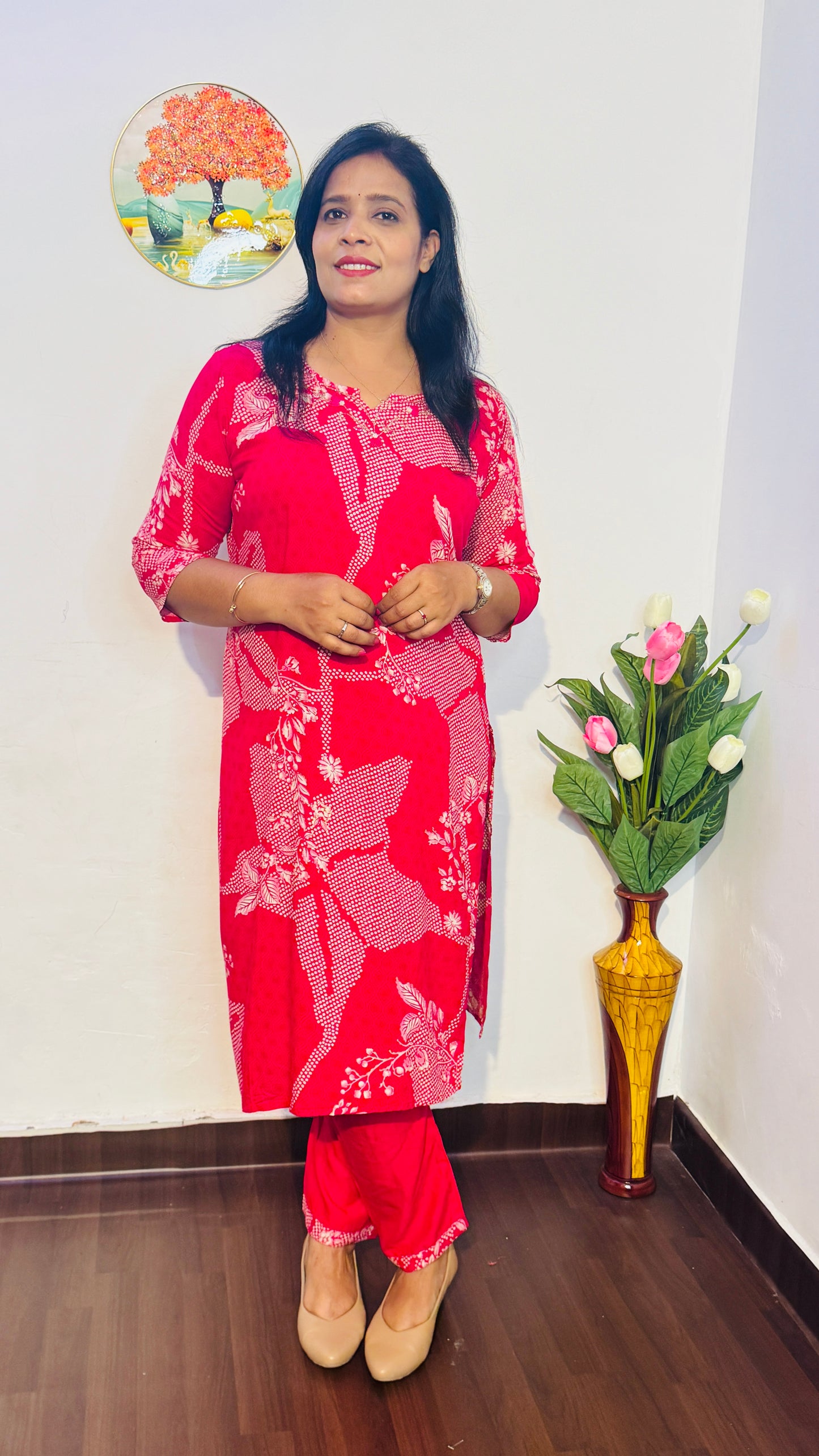 RANI PINK RAYON EMBROIDERED SUIT SET