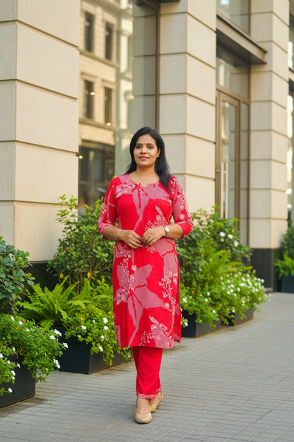 Rani Pink Rayon Embroidered Suit Set