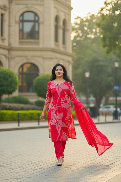 Rani Pink Rayon Embroidered Suit Set