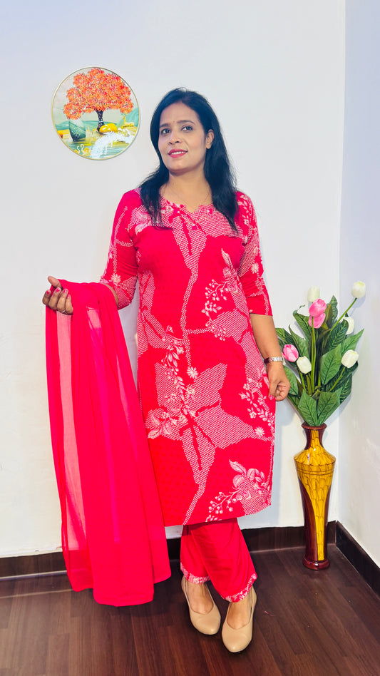 RANI PINK RAYON EMBROIDERED SUIT SET