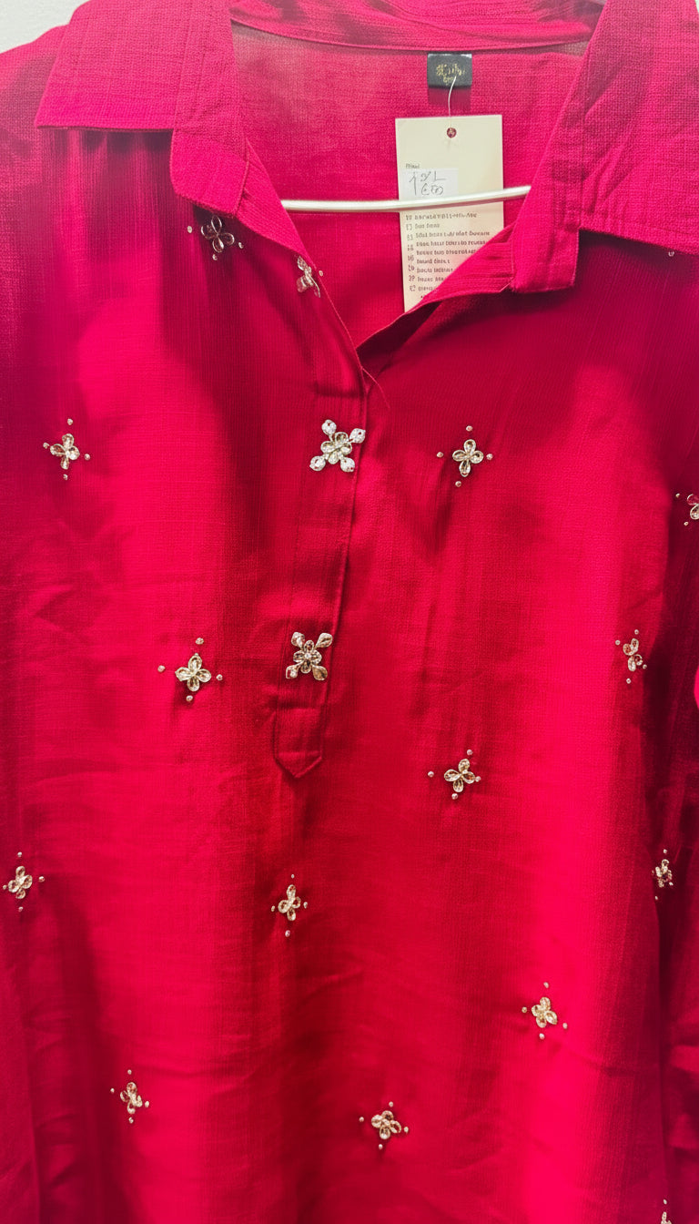 MAGENTA VATICAN EMBROIDERD CO-ORD SET