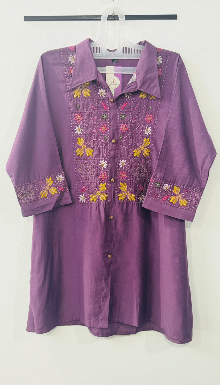 DEEP PURPLE VATICAN SILK EMBROIDERED CO-ORD SET