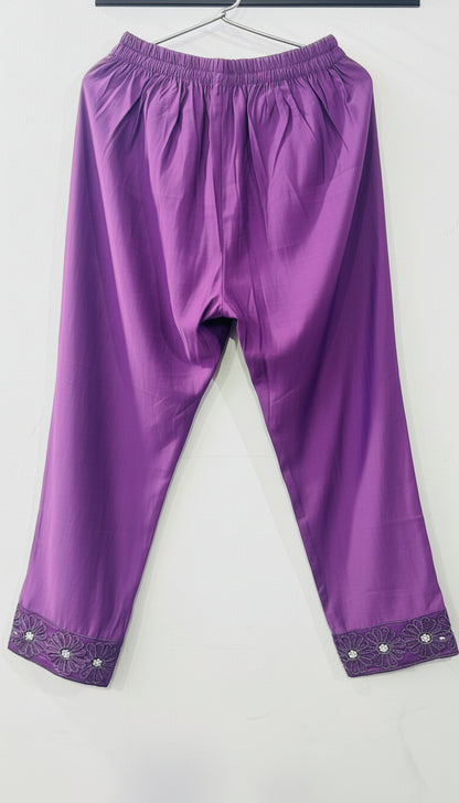 Purple Mul Chanderi Embroidered Co-Ord Set