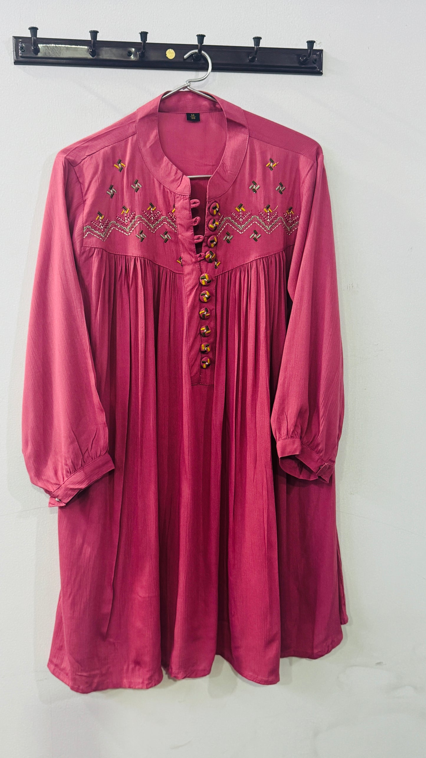 DEEP ROSE PINK  RAYON CREPE EMBROIDERED CO-ORD SET