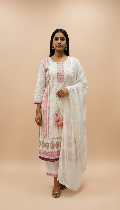 Sifly White Cotton Suit Set
