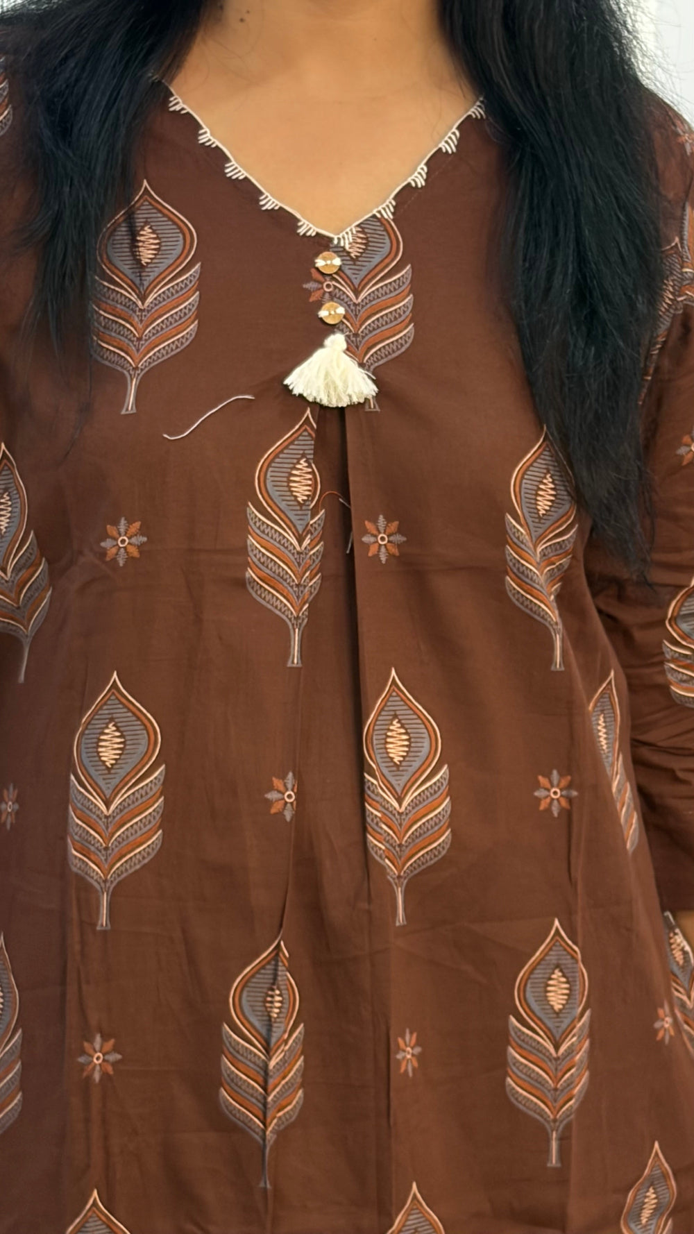 Brown Cotton Suit set block print 