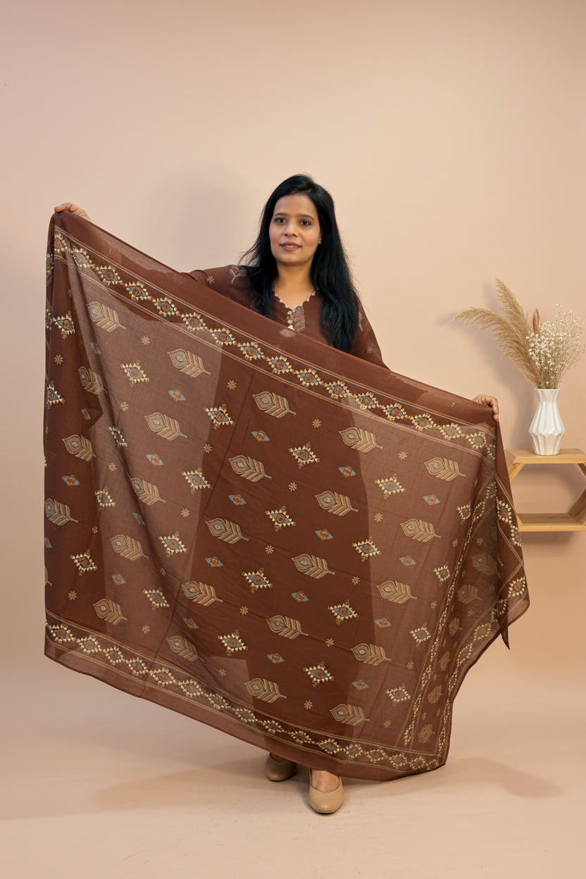 Brown Cotton Suit Set 