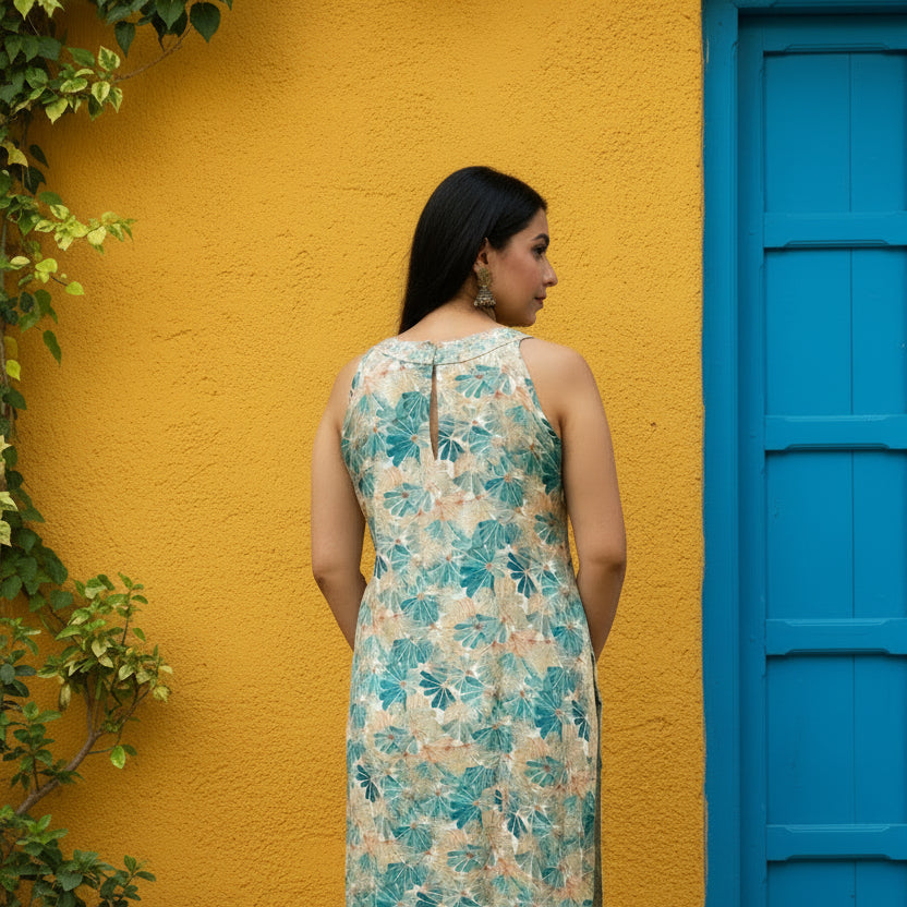 Sleevless Kurta with Cotton Flex Pants 