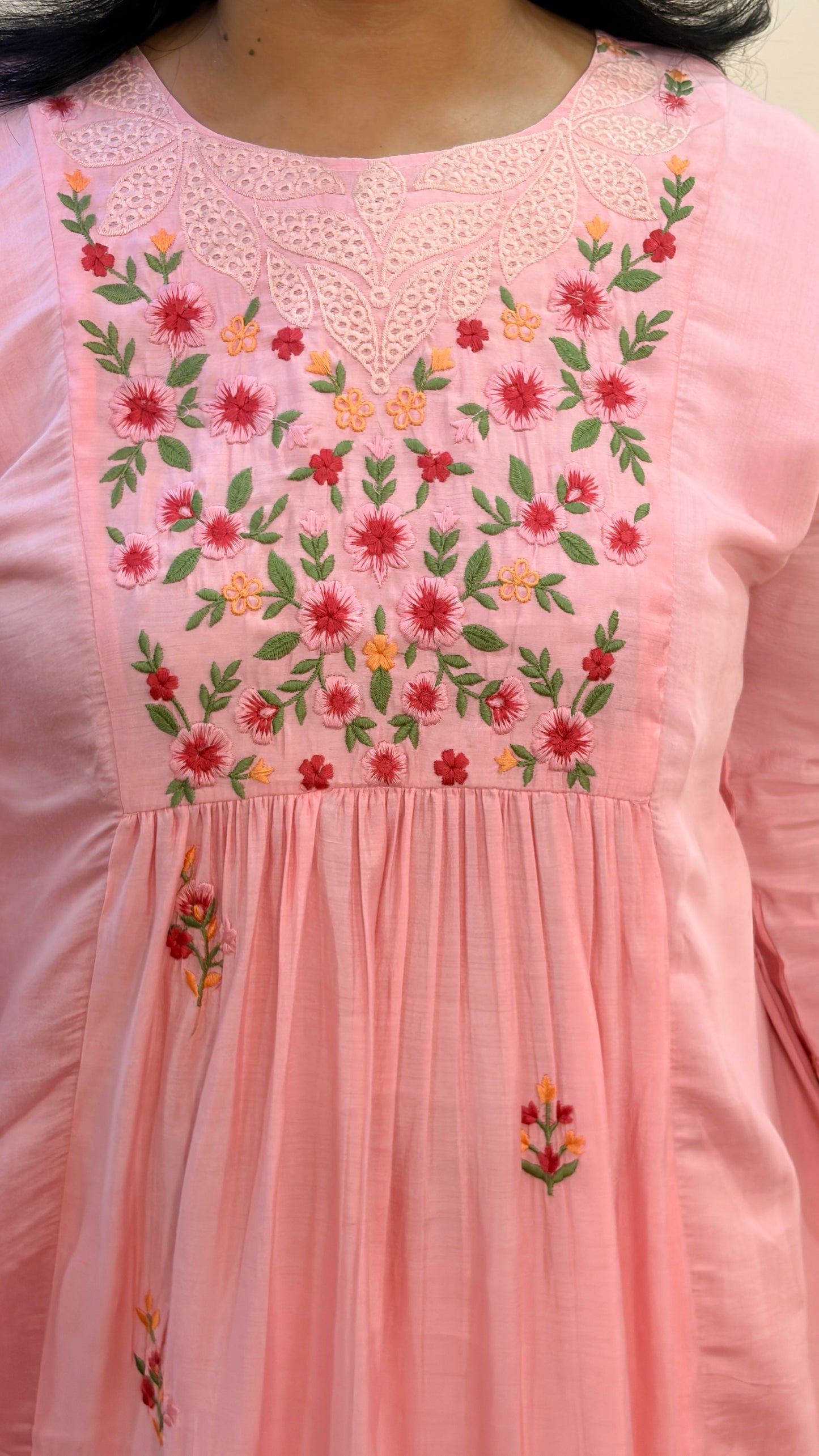 Sagar Mul - Cotton Embroidered Pink A-Line Suit Set