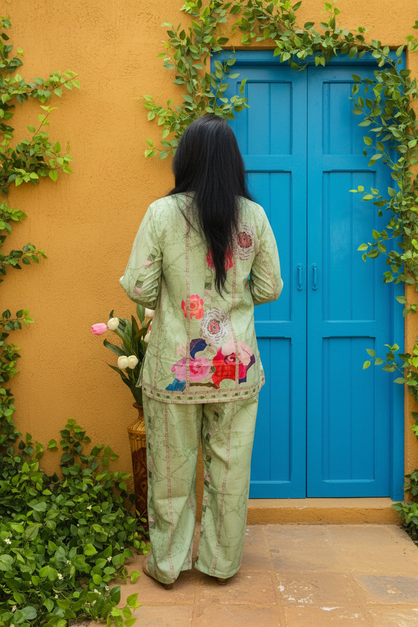 Green Cotton CO-Ord Set 