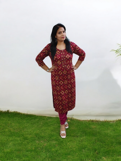 Maroon Muslin Suit Set