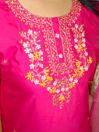 RANI PINK COLOR ROMAN SILK WITH DIGITAL PRINT DUPATTA