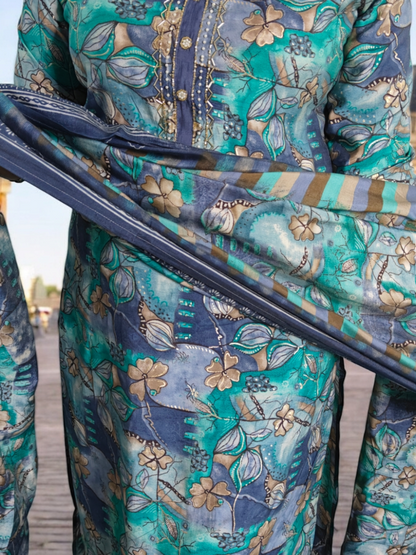 Multi color Floral Printed Suit Set