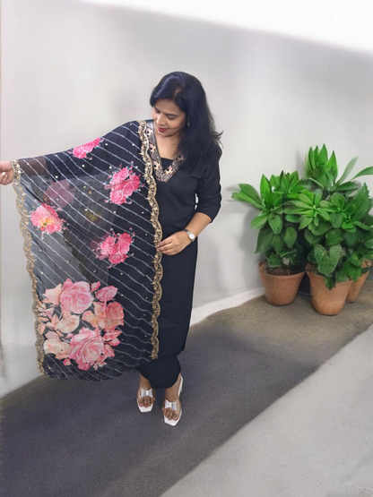 Stunning Black Radiance Embroidered Suit Set
