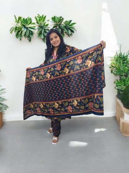 Floral Printed V-Neck Anarkali Kurta