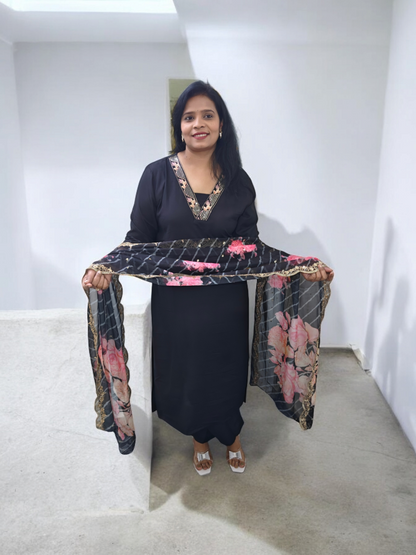 Stunning Black Radiance Embroidered Suit Set